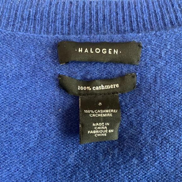 🍁SALE $15🍁 HALOGEN cashmere Vneck long sleeve sweater cobalt blue Small - Picture 3 of 7